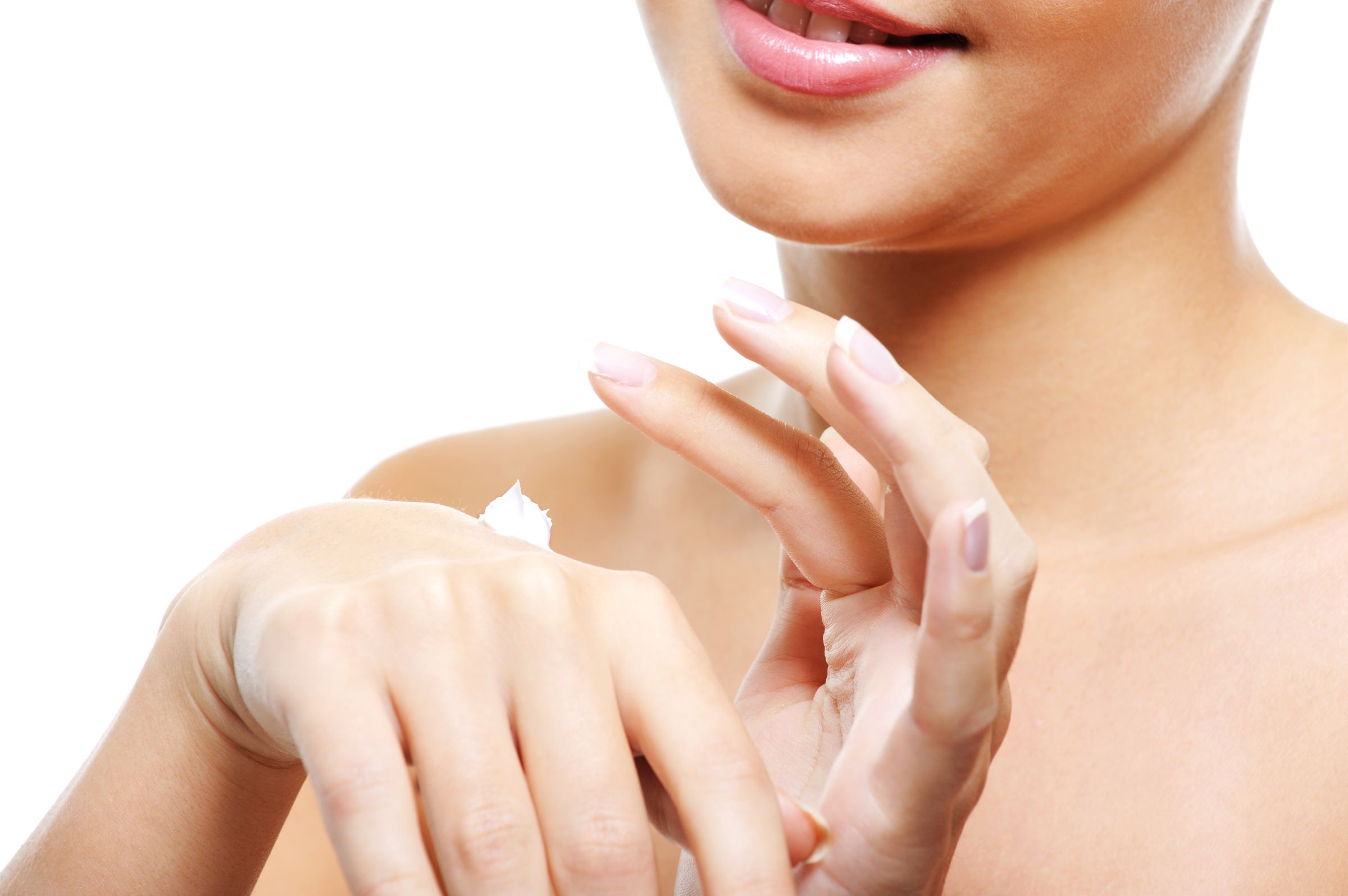 Young Female Person Caring Her Hands Applying Cosmetic Cream